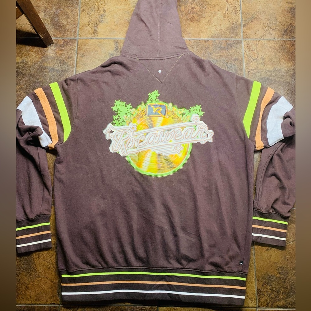 Rocawear XL Y2K Vintage Hoodie with Neon Accents